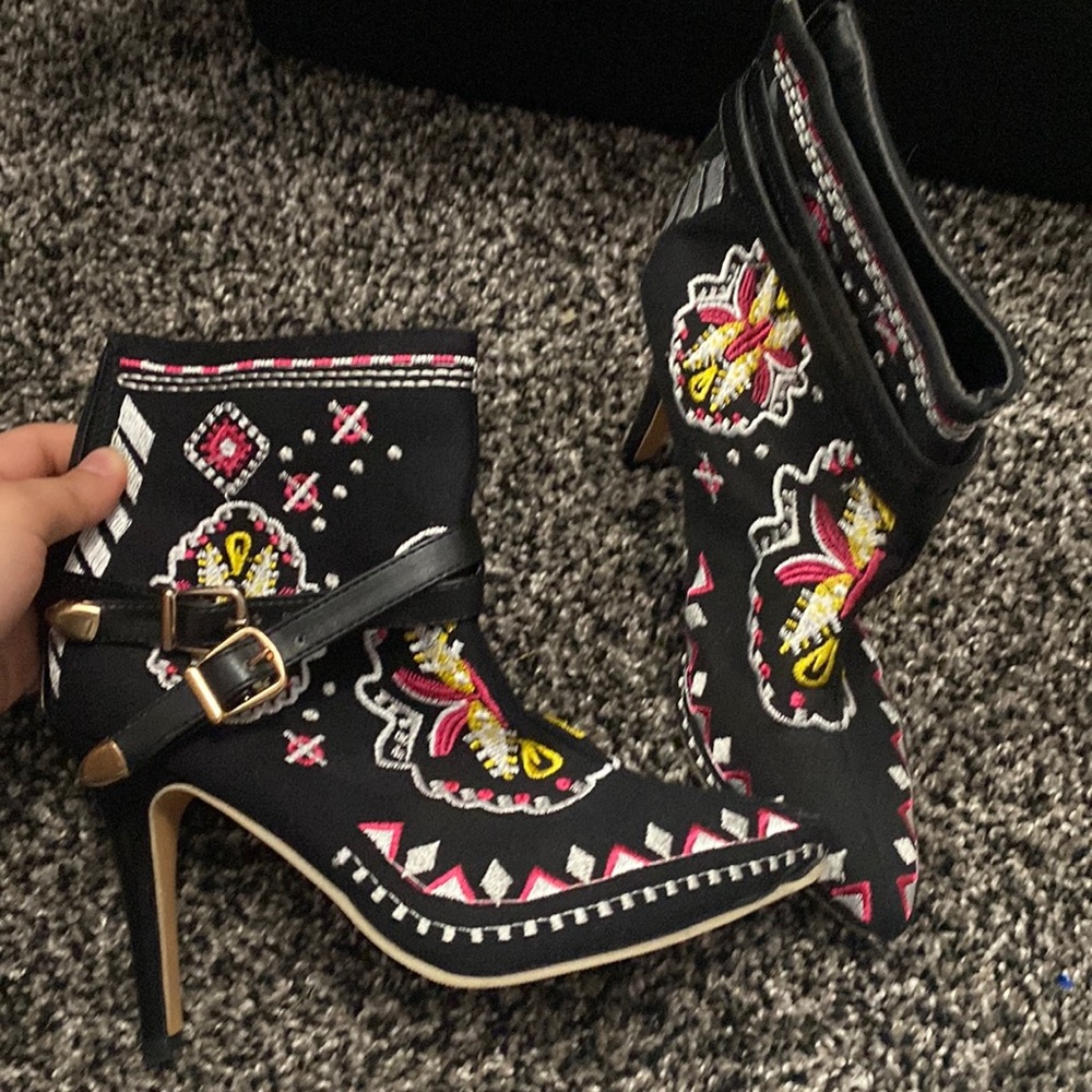 multi color heel boot